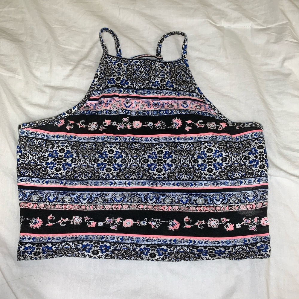 Tribal/Floral Crop Top and Biker Short Set
